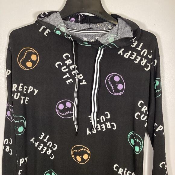 Disney Nightmare Before Xmas Tim Burton Hooded Sleepshirt Small Creepy Cute PJ - Picture 3 of 8